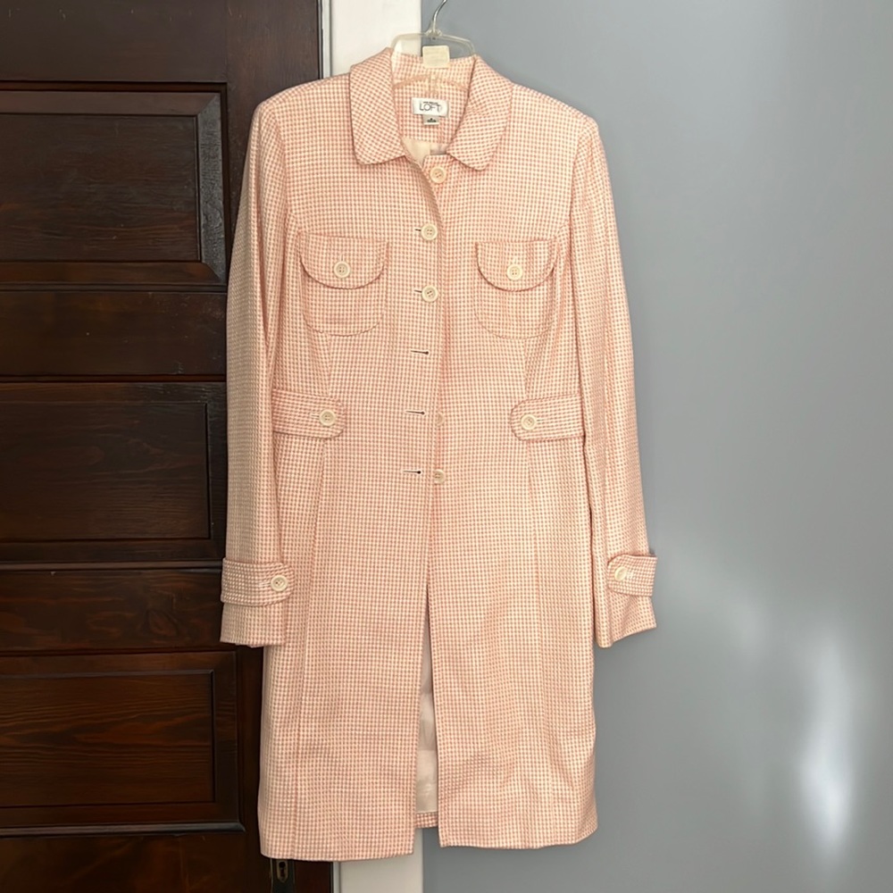 Classic pink and tan trench coat